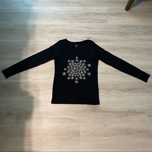 Loft Glitter Snowflake Long Sleeve Tee